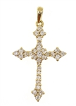 18K YELLOW GOLD 1.02 CTW DIAMOND CROSS PENDANT