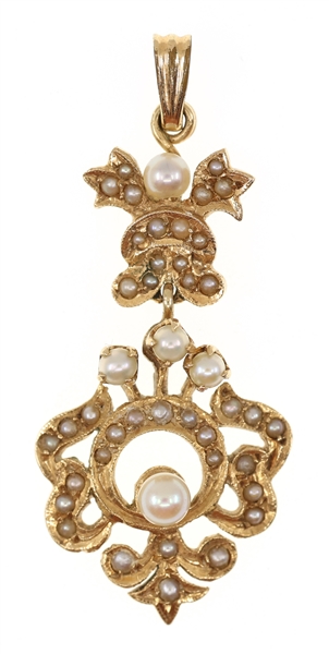 10K YELLOW GOLD SEED PEARL PENDANT