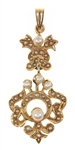 10K YELLOW GOLD SEED PEARL PENDANT