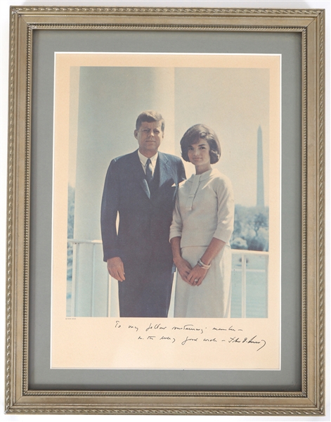 JFK PHOTO PRINT SIGNED IN PLATE 