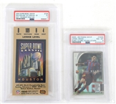 MESSI TRADING CARD & SUPER BOWL XXXVIII TICKET GRADED
