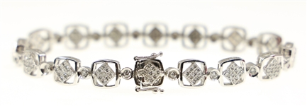 14K WHITE GOLD 1.30 CTW DIAMOND BRACELET 