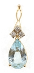 14K YELLOW GOLD AQUAMARINE & DIAMOND PENDANT 
