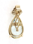 14K YELLOW GOLD AQUAMARINE & DIAMOND PENDANT 