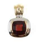 14K TWO-TONE GOLD GARNET & DIAMOND PENDANT