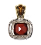 14K TWO-TONE GOLD GARNET & DIAMOND PENDANT