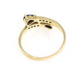 14K YELLOW GOLD BLUE SAPPHIRE & DIAMOND RING & EARRINGS