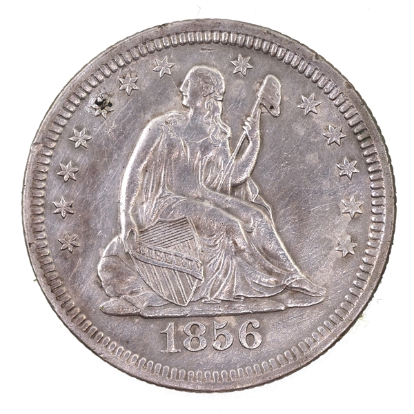 1856-P US SILVER SEATED LIBERTY 25C QUARTER COIN