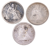 1857-1861 US SILVER SEATED LIBERTY 25C QUARTERS