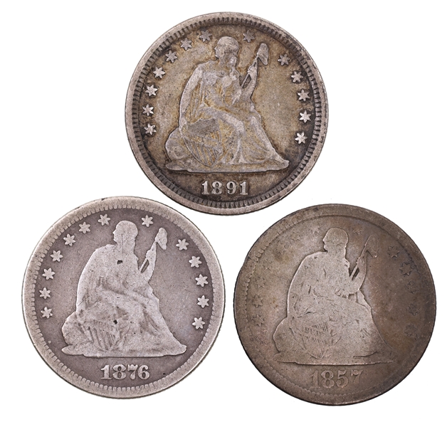 1857-1891 US SILVER SEATED LIBERTY 25C QUARTER COINS