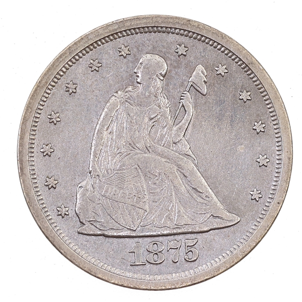 1875-S US SILVER SEATED LIBERTY 20C COIN