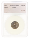 1837 FEUCHTWANGER 1 CENT COIN SEGS AU55 HTT-268