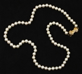 PEARL NECKLACE WITH 14K YELLOW GOLD BOW CLASP