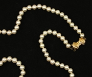 PEARL NECKLACE WITH 14K YELLOW GOLD BOW CLASP
