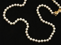 PEARL NECKLACE WITH 14K YELLOW GOLD BOW CLASP