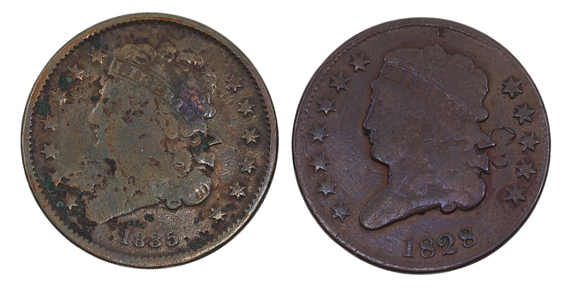 1828-1835 US CLASSIC HEAD HALF CENT COINS