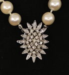 PEARL NECKLACE WITH 14K WHITE GOLD & DIAMOND CLASP