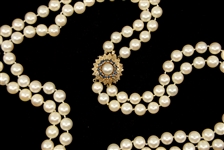 DOUBLE STRAND OF PEARLS WITH 14K GOLD & SAPPHIRE CLASP