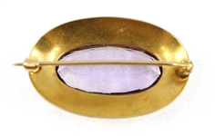 14K YELLOW GOLD AMETHYST BROOCH