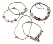 STERLING SILVER PANDORA CHARM BRACELETS 