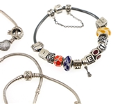 STERLING SILVER PANDORA CHARM BRACELETS 