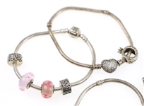 STERLING SILVER PANDORA CHARM BRACELETS 