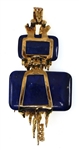 CHAUMET 18K YELLOW GOLD LAPIS & DIAMOND PENDANT