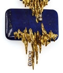 CHAUMET 18K YELLOW GOLD LAPIS & DIAMOND PENDANT