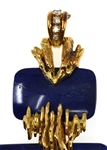 CHAUMET 18K YELLOW GOLD LAPIS & DIAMOND PENDANT