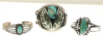 STERLING SILVER TURQUOISE CUFF BRACELETS