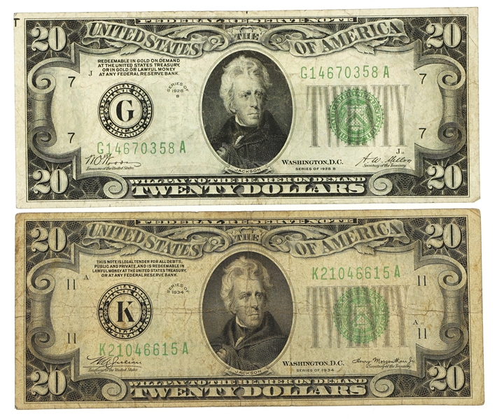 1928-1934 US $20 FEDERAL RESERVE BANK NOTES