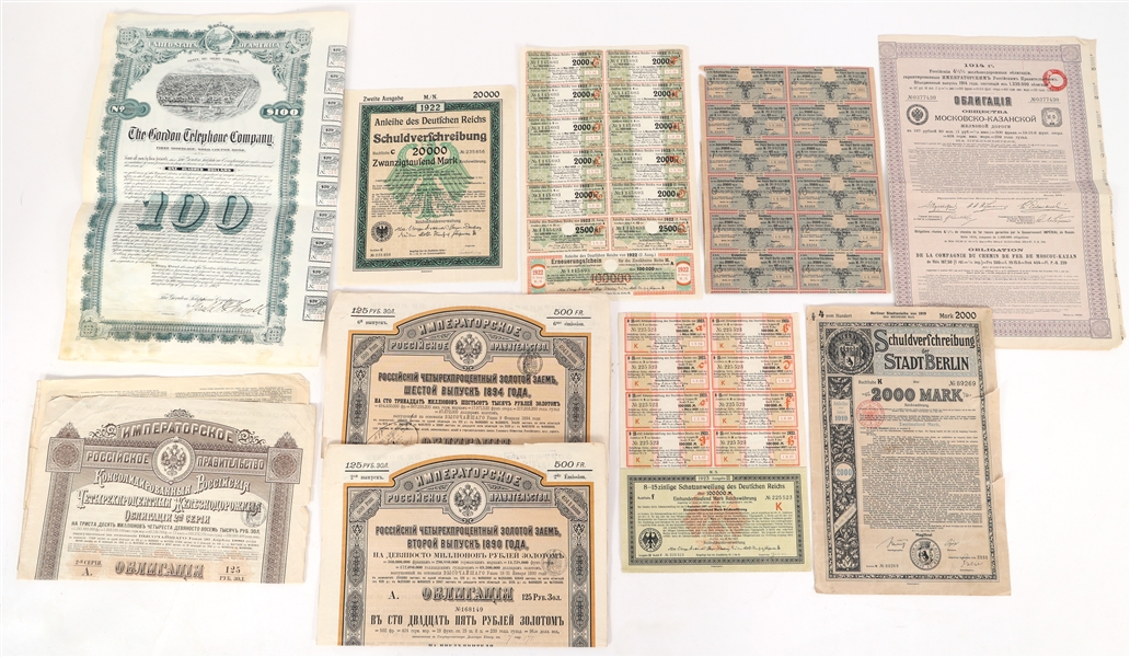 19th - EARLY 20th C. US RUSSIA & GERMANY BONDS