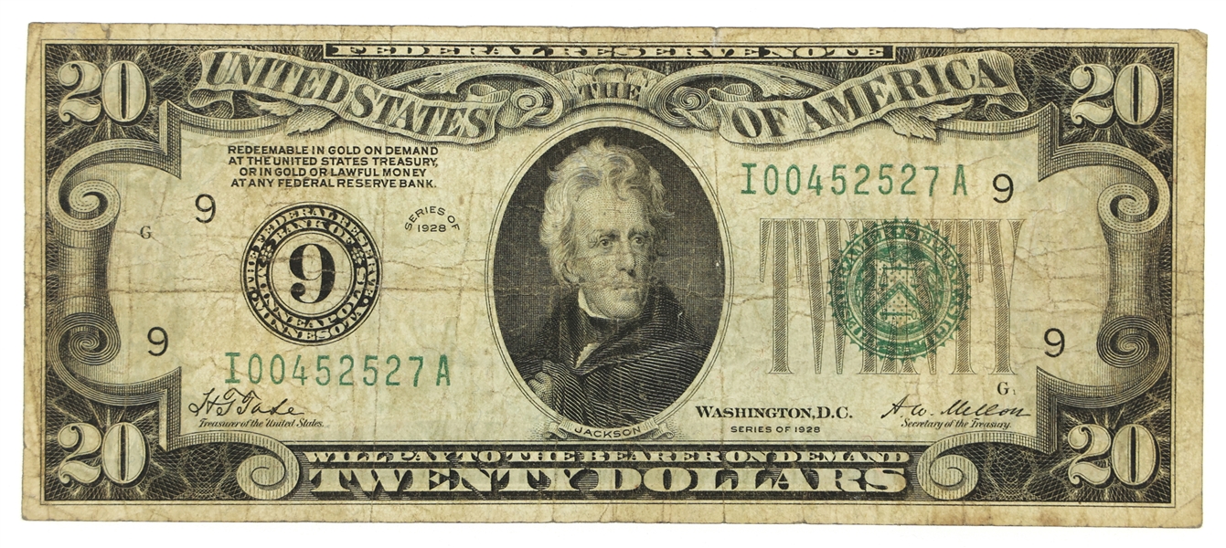 1928 US $20 FEDERAL RESERVE NOTE Fr.2050I
