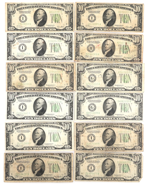1928 - 1934 US $10 FEDERAL RESERVE NOTES