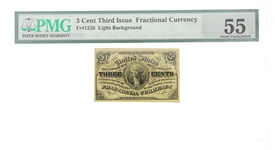 3 CENT 3rd ISSUE FRACTIONAL CURRENCY Fr.1226 PMG AU55