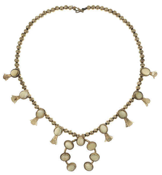 STERLING SILVER SQUASH BLOSSOM MOTHER OF PEARL NECKLACE