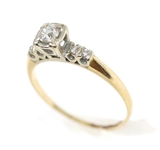 14K YELLOW GOLD 0.25 CTW DIAMOND ART DECO STYLE RING 