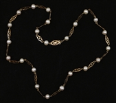 10K YELLOW GOLD & PEARL NECKLACE