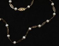 10K YELLOW GOLD & PEARL NECKLACE