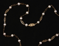 10K YELLOW GOLD & PEARL NECKLACE