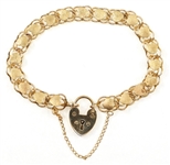 14K YELLOW GOLD HEART LINK BRACELET