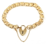 14K YELLOW GOLD HEART LINK BRACELET