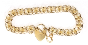 14K YELLOW GOLD HEART LINK BRACELET