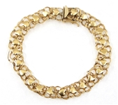 14K YELLOW GOLD HEART LINK BRACELET