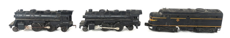 LIONEL O GAUGE MODEL TRAIN LOCOMOTIVES & TENDERS