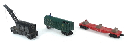 LIONEL O GAUGE MODEL TRAIN CARS & ENGINE 