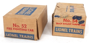 LIONEL O GAUGE MODEL TRAIN CARS NO. 52 & NO. 54
