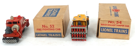 LIONEL O GAUGE MODEL TRAIN CARS NO. 52 & NO. 54