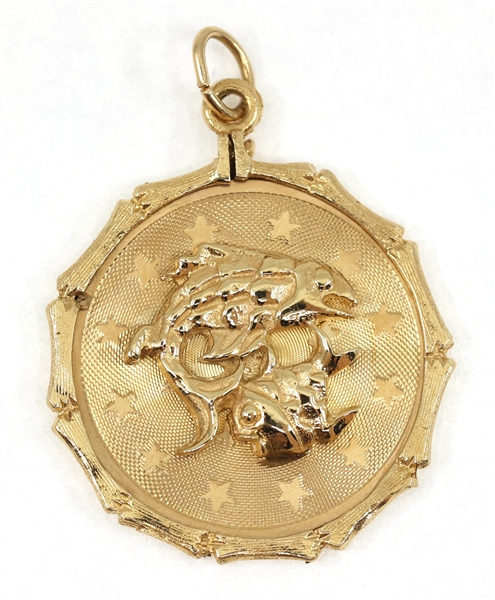 14K YELLOW GOLD ASTROLOGICAL PISCES PENDANT 