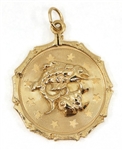 14K YELLOW GOLD ASTROLOGICAL PISCES PENDANT 
